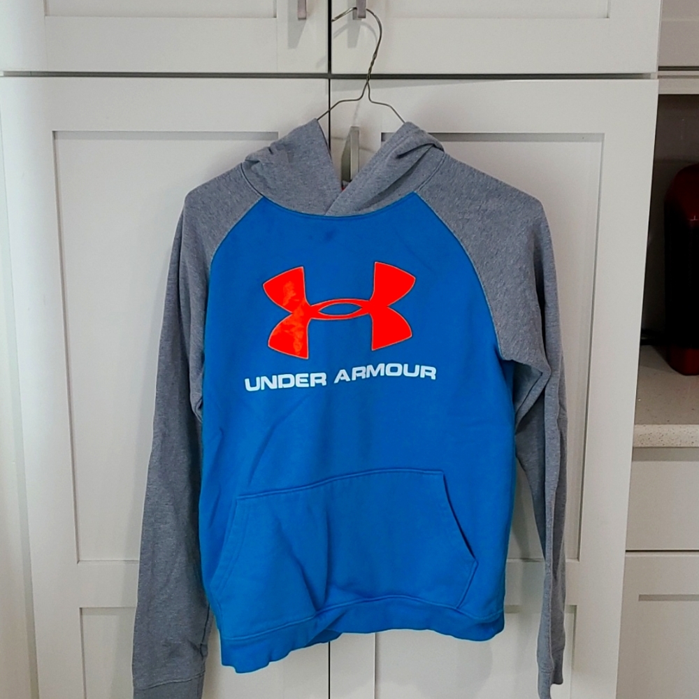 Under Armour long sleeve hoodie Turquoise,Gray,Neon Orange Boys XL